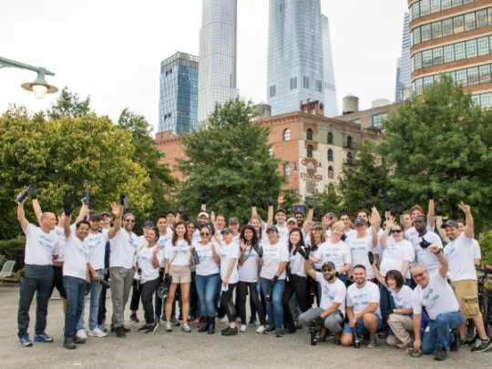 A large group of volunteers